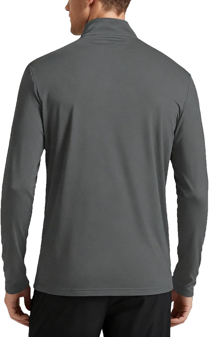 Mens Long Sleeve Shirts Quarter Zip Pullover UPF 50+ Sun Protection Wicking Moisture Workout Running Casual Athletic Tops