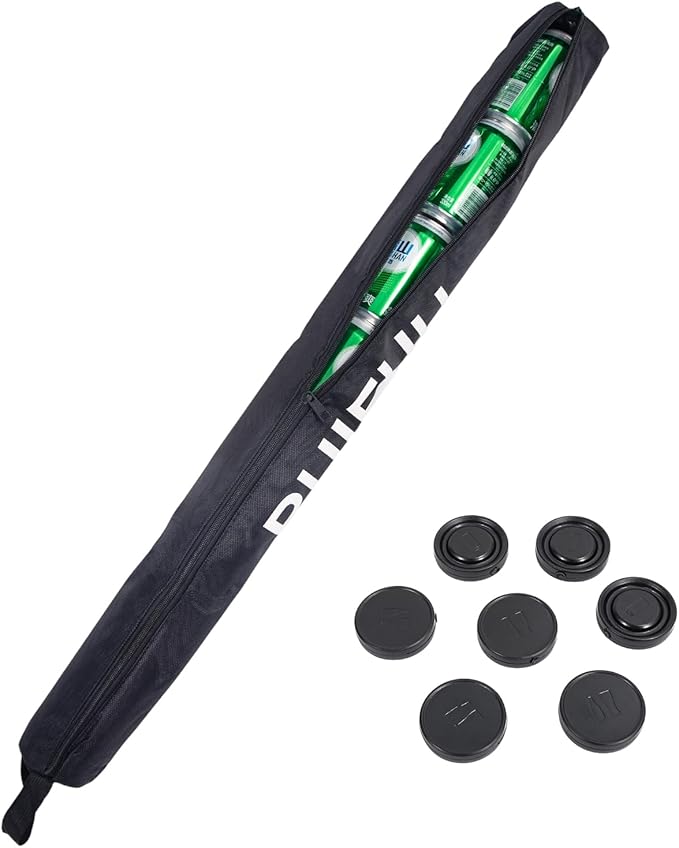 Golf Beer Sleeve with 7 Ice Pucks, Insulated Golf Bag Cooler Holds 7 Cans, Leak-Proof Zipper Sling Beer Sleeves Unique Golf Accessories Golfing Gifts for Men