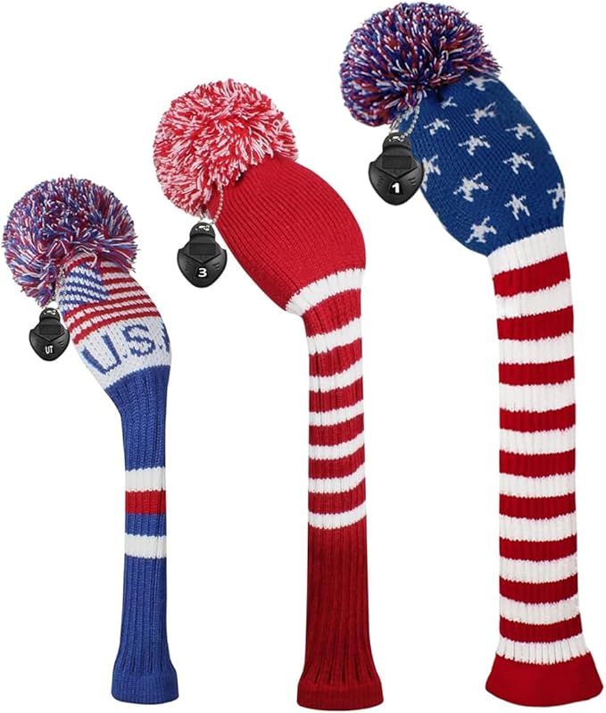 Scott Edward Knit Golf Head Covers for Woods Set of 3 Fits Well Driver(460cc) Fairway Wood and Hybrid(UT) The Perfect Change for Golf Bag