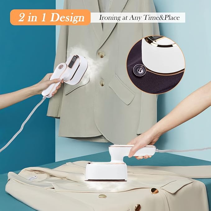 Mini Steam Iron for Clothes, Biupky Travel Steamer for Clothes Portable, Micro Steam Iron Mini Handheld Steamer Support Dry And Wet Ironing for Home Travel (White)