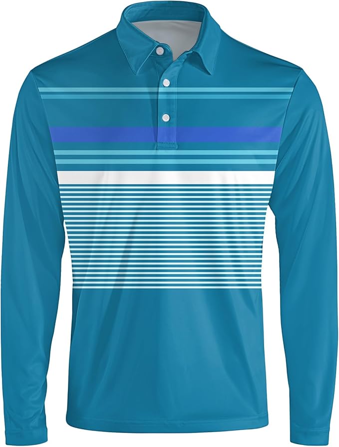 Men's Long Sleeve Golf Shirt Quick Dry 3 Button Work Fishing Outdoor Casual Collar Shirt