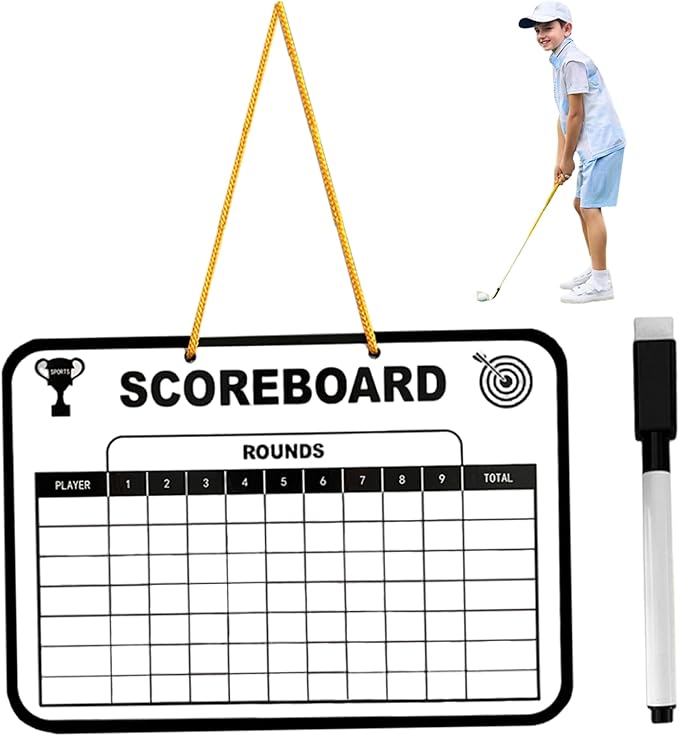1 Set Golf Scorecard 9.65x6.7in Portable Erasable Golf Scorecard Book Whiteboard Dry Erase Score Card Holder with Pen & Lanyard for Men Women Golfer Book