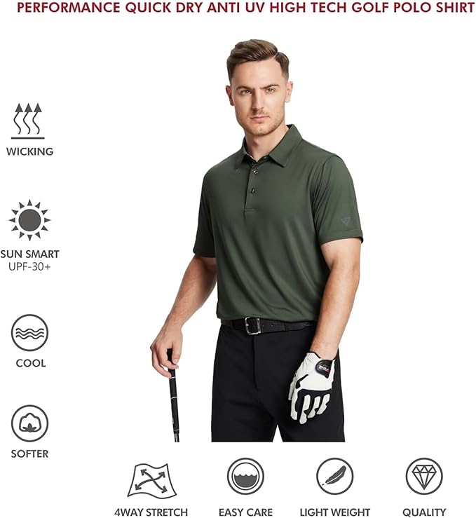 Mens Polo Shirts Short and Long Sleeve Casual Solid Stylish Dry Fit Performance Designed Collared Golf Polo Shirts for Men