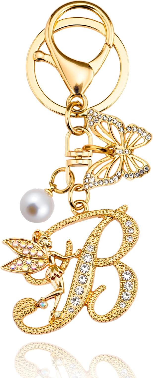 Initial Keychain Bag Charm Women Purse Charms for Handbags Accessories Charm for Wallet Butterfly Pendant for Girls