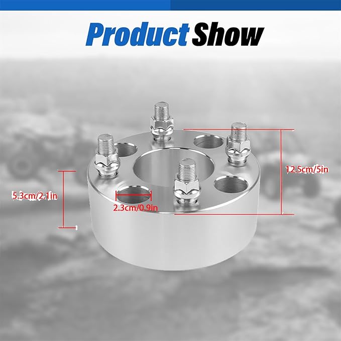 WFLNHB 2pcs Golf Cart Wheel Spacers 2 inch 4x101.6mm Hub Bore: 62mm Thread Size: 1/2x20 Silver Replacement for Golf Carts