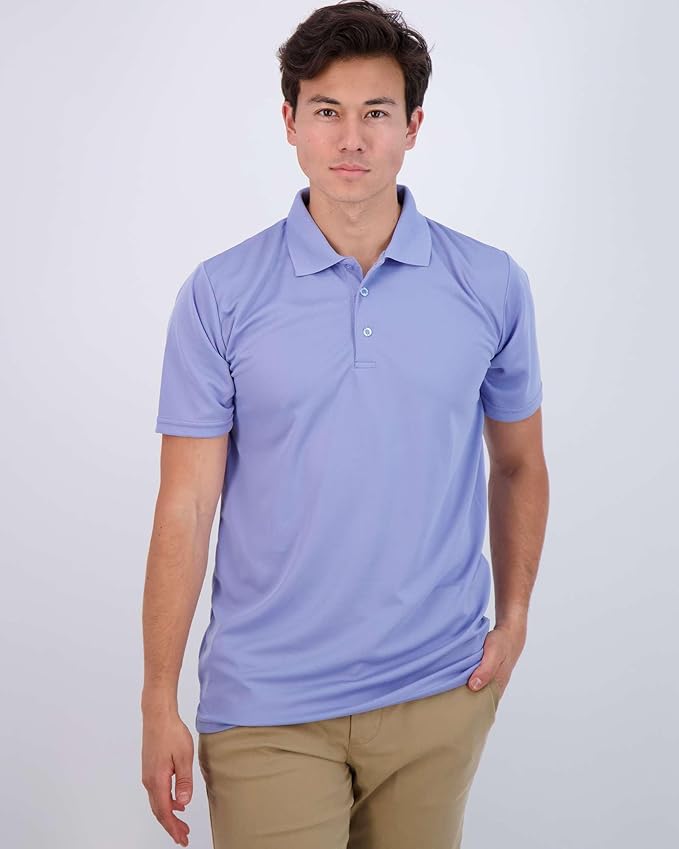 Real Essentials 3 Pack: Men's Quick-Dry Short Sleeve Athletic Performance Polo Shirt (Available in Big & Tall)