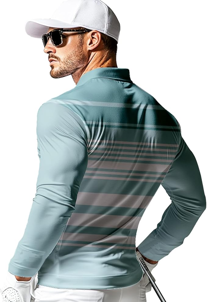 Men's Long Sleeve Golf Shirt Quick Dry 3 Button Work Fishing Outdoor Casual Collar Shirt