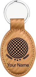 LaserGram Oval Keychain, Golf Ball, Personalized Engraving Included (Carbon Fiber Bronze)