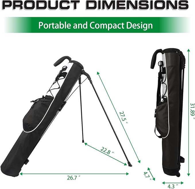Golf Stand Bag, Small Lightweight Golf Bag for Men/Women, Easy to Carry and Durable Pitch n Putt Golf Bag for Driving Range, Par 3 and Executive Courses