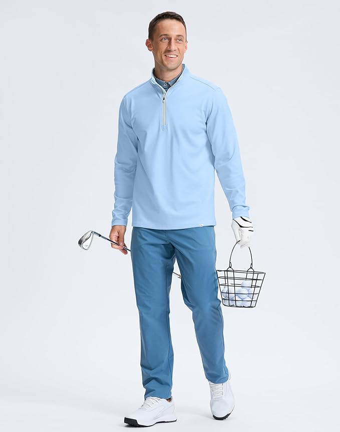 Obla Golf Quarter Zip Pullover Men Fleece Mock Neck Sweatshirt Winter Warm 1/4 Zip Long Sleeve Golf Shirt