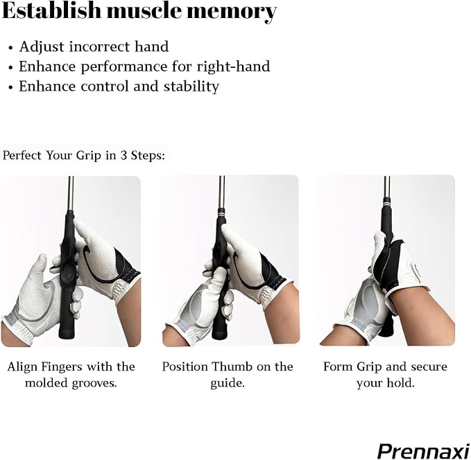 Golf Grip Corrector Trainer, Full-Wrap Hand Placement for Proper Grip and Straighter Shots - Fits All Standard Clubs, Soft Anti-Slip Rubber,Lightweight, Portable Practice Tool