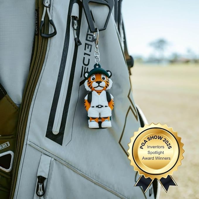 Tiger Caddy Golf Tee Holder, Includes 8 Golf Tees, Fun Golf Accessories for Men and Women, Stylish Golf Bag Accessory and Golf Gift
