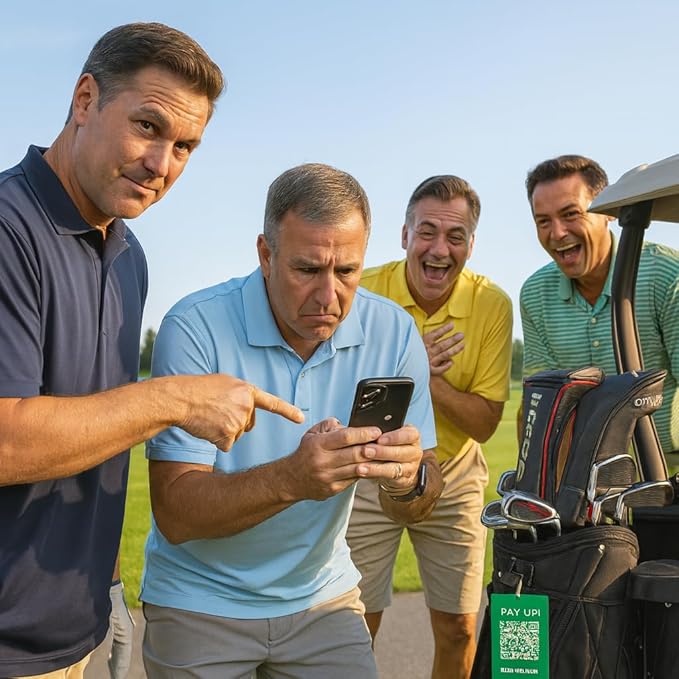Pay UP Golf Bag Tag with Custom QR Code Funny Venmo Tip Tag Personalized Golf Accessory Gift for Golfers