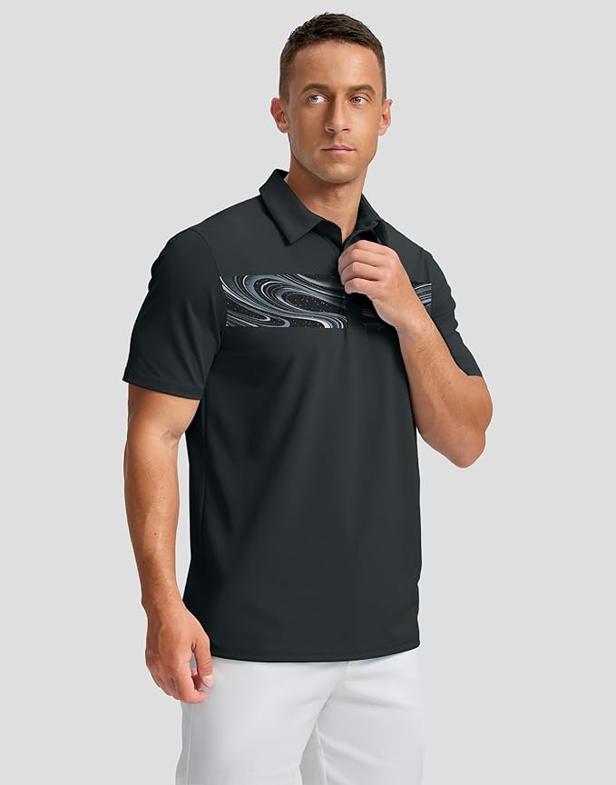 Men's Golf Shirts Dry Fit Moisture Wicking Performance Short Sleeve Collared Polo Shirts for Casual Athletic Business