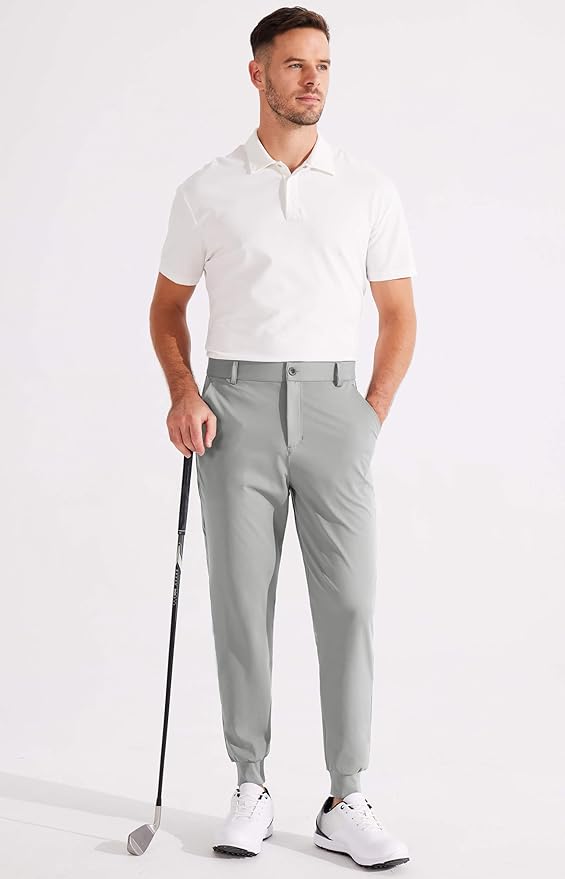 Libin Men's Golf Pants Joggers Lightweight 3 Pockets Slim Fit Soft Stretchy Tapered Work Dress Athletic