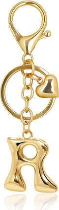 Gold Bubble Heart, Cherry, Bow & More Designs Letter Initial Keychain Bag Charms – Cute Purse Charms for Handbags