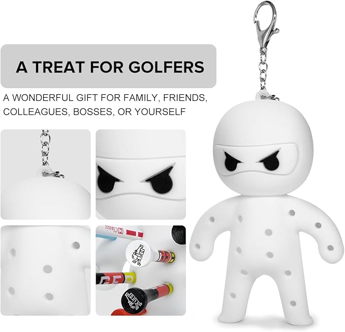 Golf Tee Holder, Ninja Portable Funny Golf Tees Holder Keychain Golf Gift Golf Accessories for Men & Women