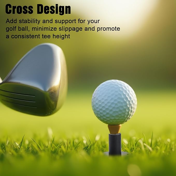 Rubber Golf Tees for Mats Adjustable Height Golf Simulator Tees, Rubber Tee Driving Range 5 Pack for Indoor Outdoor Practice, Non-Slip Mat Tee with Holder 1.5’’ 2.1’’ Black Holder Set