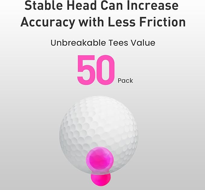 FINGER TEN Golf Castle Tees Plastic 2 1/4 Inch with Stopper for Consistent Height Value 50 Pack, Short Durable Tee for Par 3 Holes in Orange Purple Pink for Men Women