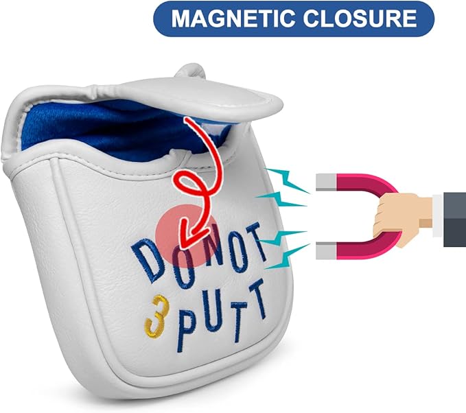 Golf Mallet Putter Cover, Golf Club Cover with Strong Magnetic Closure, PU Leather Waterproof Golf Putter Cover Golf Accessories