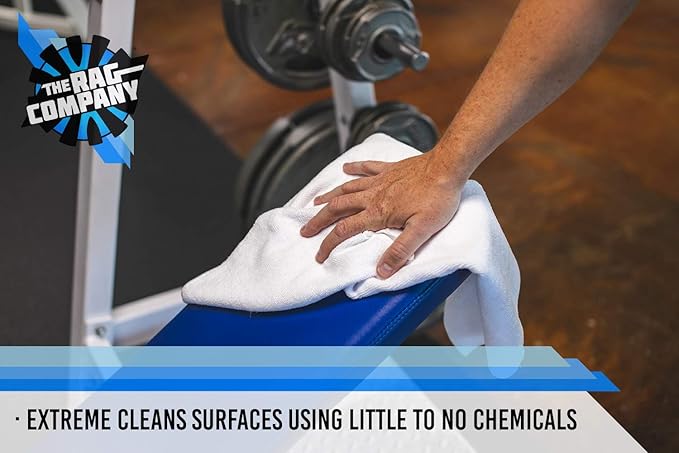 The Rag Company - Sport & Workout Towel - Gym, Exercise, Fitness, Yoga, Sport, Ultra Soft, Super Absorbent, Fast Drying Premium Microfiber, 320gsm, 16in x 27in, White (3-Pack)