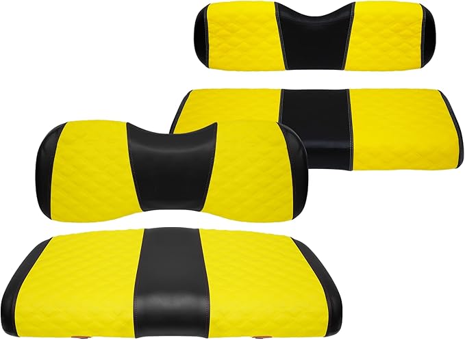 Golf Cart Seat Covers Front and Rear Waterproof and Sun Resistant Marine Grade Vinyl Leather Seat Cover Accessories for Yamaha Drive 2007-2016/Drive 2 2017+, Yellow(4PCS)