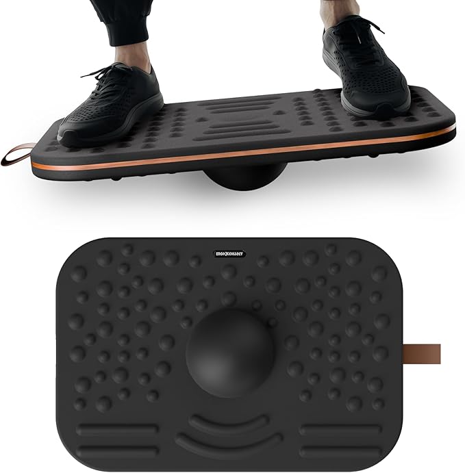Balance Board For Standing desk, 2-in-1 Dual-Sided Wobble Board & Anti-Fatigue Standing Mat, Exercise Balancing Stability Trainer For Home, Gym, Office