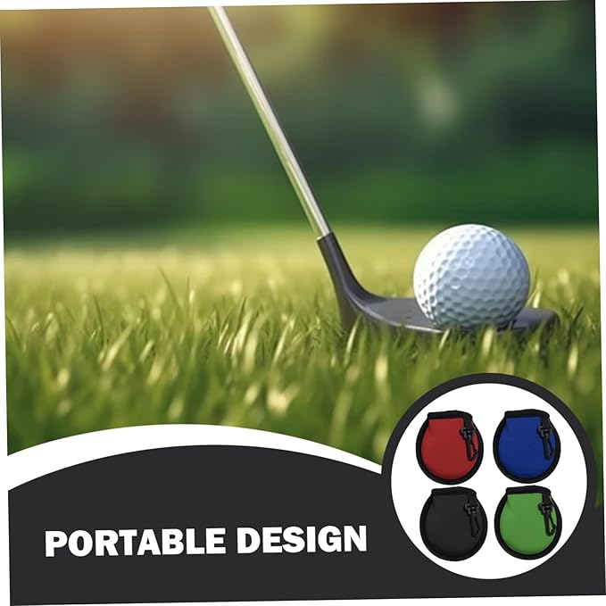 4Pcs Golf Club Cleaning Bag Comfortable Wear Resistant Portable Golf Ball Cleaner Pouch with Hook for Men Women