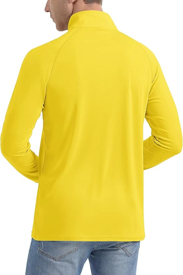 MAGCOMSEN Men's Long Sleeve Sun Shirts UPF 50+ Tees 1/4 Zip Up Fishing Running Rash Guard T-Shirts Outdoor Shirt