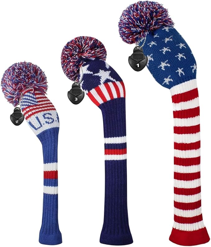 Scott Edward Knit Golf Head Covers for Woods Set of 3 Fits Well Driver(460cc) Fairway Wood and Hybrid(UT) The Perfect Change for Golf Bag