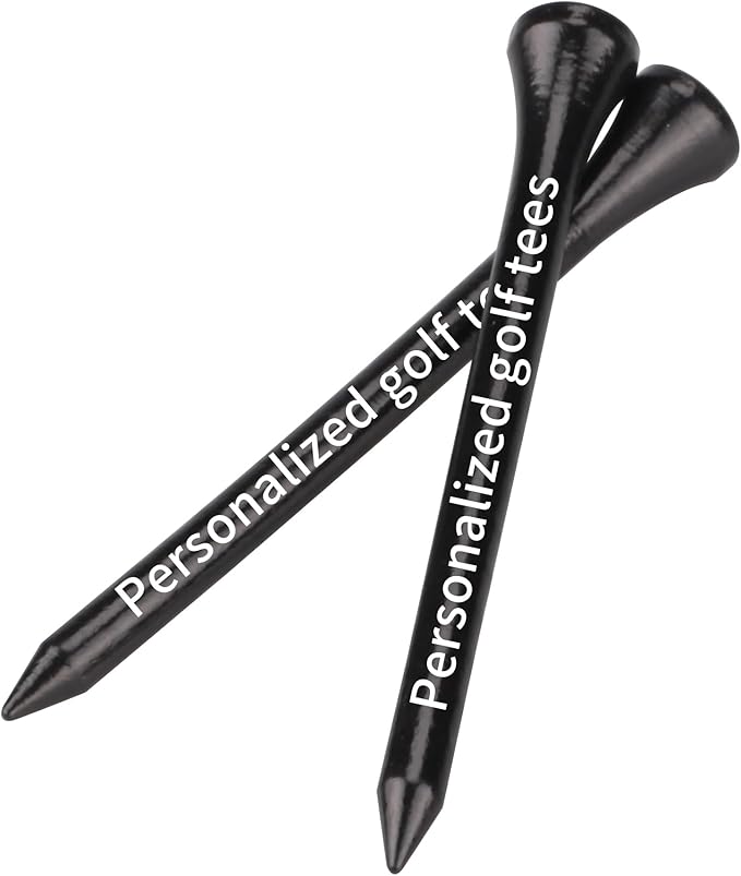 100pcs Personalized Golf tees, Printed with Your Name or Text Logo. Customized Black Wooden Golf tees, 3 1/4 inches, Personalized Golf Gifts