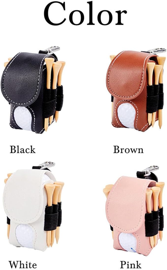 Drawelry Personalized Golf Balls Bag, Mini Golf Ball Pouch Storage Bag Portable Leather Golf Tee Holder Fathers Day Birthday Gift for Golfers Men Women