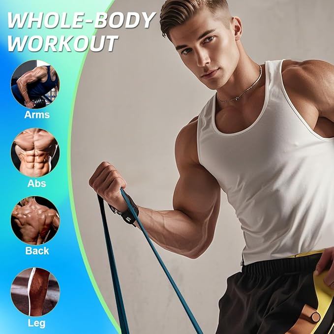 WHATAFIT Resistance Bands,Pull Up Assist Bands Set with Handles, Exercise & Workout Bands with Door Anchor for Men & Women – Home Fitness Equipment for Strength Training, Stretching