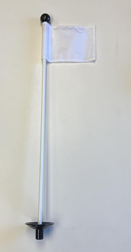 Golf Practice Putting Green - Natural or Synthetic - Accessory Kit - (3) Bright White Plastic 6" Deep Regulation Cups + (1) White Jr Flag + (1) 30" Fiberglass Pin Marker with Ball Lifter Disk
