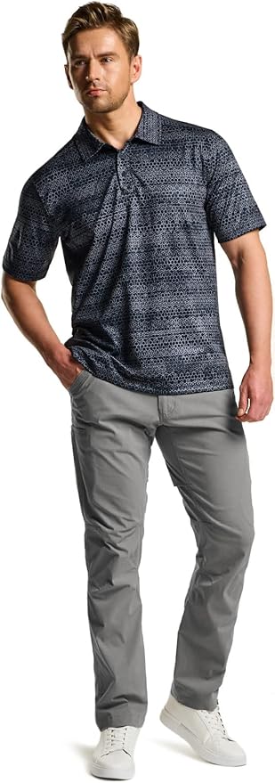 CQR Men's Polo Shirts, Tactical Short Sleeve Golf Performance Shirts, Lightweight Dry Fit UPF 50+ Pique