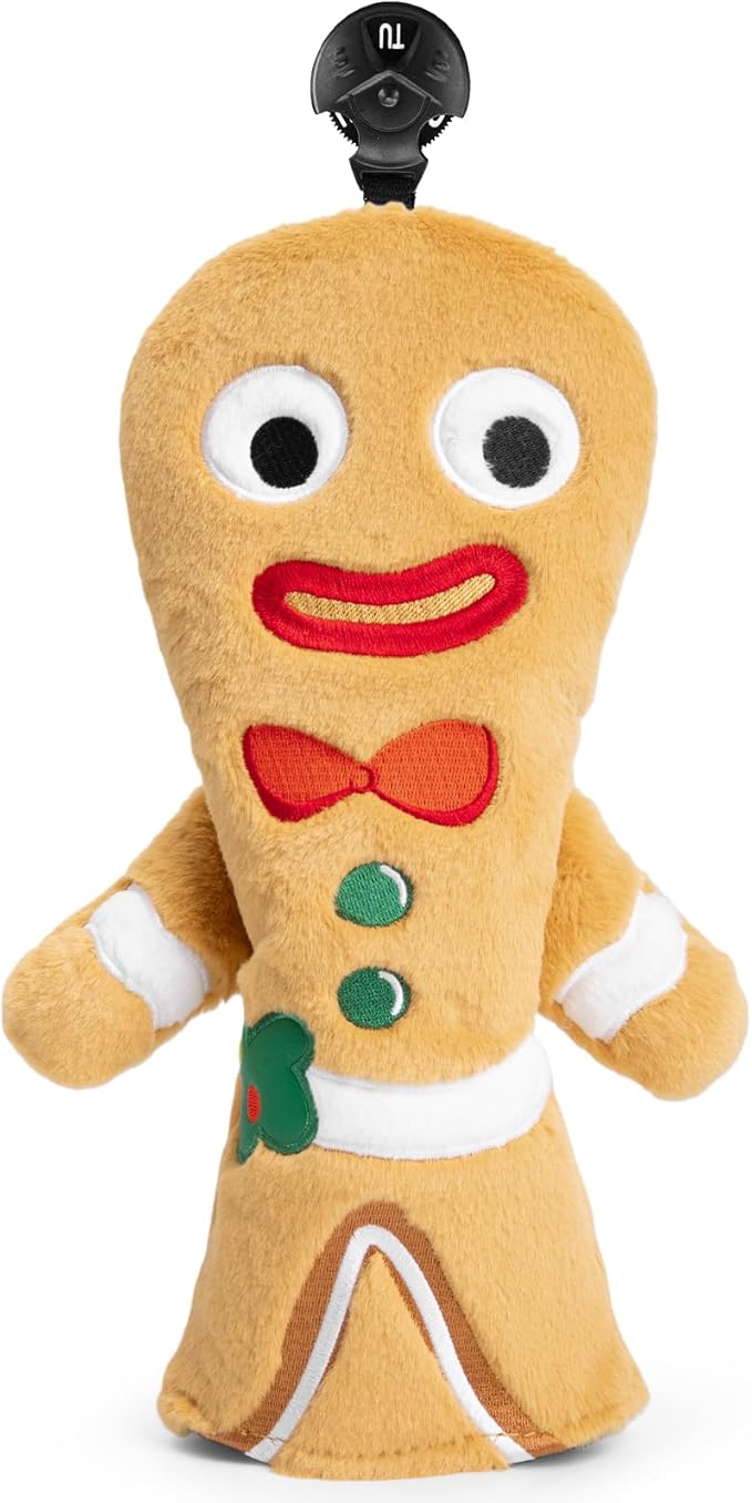 Golf Club Head Covers, Plush Gingerbread Man Golf Driver Covers Fairway Wood Hybrid Head Covers with Interchangeable Tags Advanced Embroidery 3 Wood Headcover Set