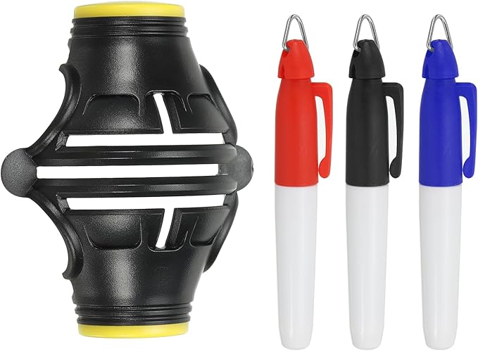 PATIKIL Golf Ball Marker Stencil 360 Degree Triple Track Golf Ball Alignment Marking Tool Line Drawing Marker with Marker Pens for Men Women
