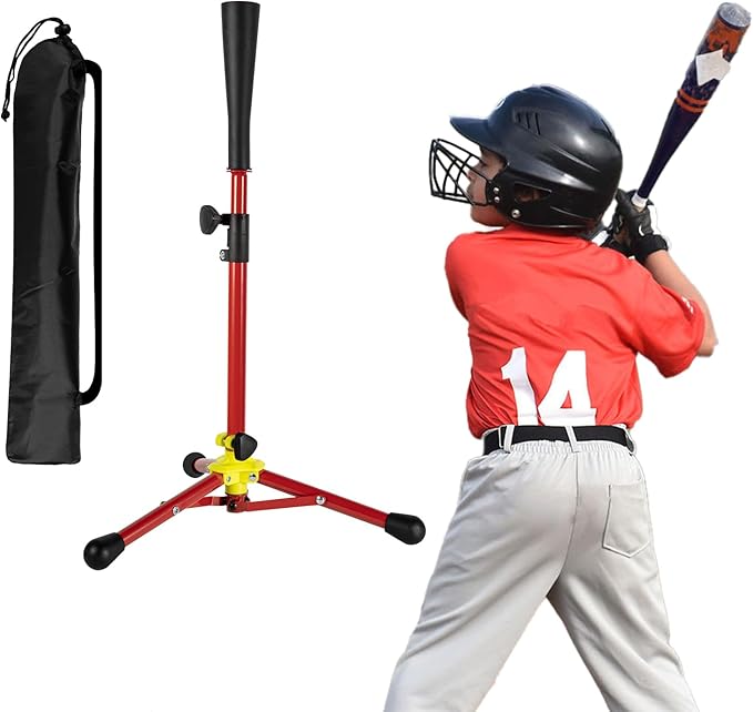 Kids Baseball Tee, 20.87 to 31.29 Inches Batting Tees for Baseball with Carry Bag, Portable Stable Baseball Tees for Hitting, Tripod Tanner Tee for Baseball Practice Stand Aged 3-8 Years