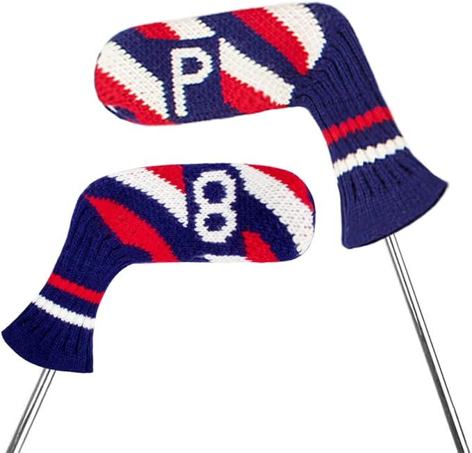 Scott Edward 10 Pcs Golf Club Head Covers for Irons Cuteness Basically Socks Shape Washable Durable Golf Club Head Protector Double Sided Knit Suitable for Most Brands