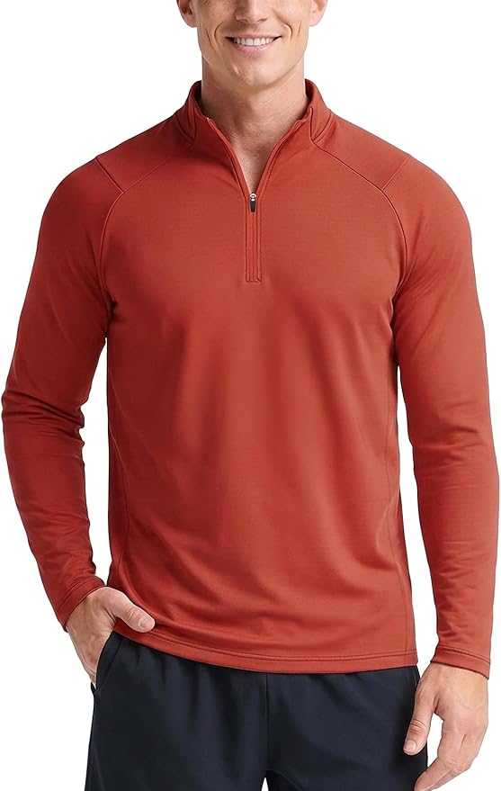 Zengjo Mens Quarter Zip Athletic Pullover Mid-Weight 1/4-Zip Running Workout Shirt Moisture Wicking