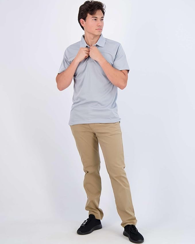 Real Essentials 3 Pack: Men's Quick-Dry Short Sleeve Athletic Performance Polo Shirt (Available in Big & Tall)