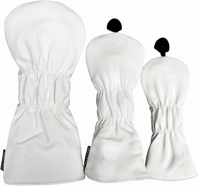 Golf Club Covers Set for Driver, Fairway, Hybrids, 3pcs Golf Headcovers Include Driver Headcover Fairway Wood Head Covers Hybrid Headcover, Premium PU Leather Golf Accessories Cover Set for Men
