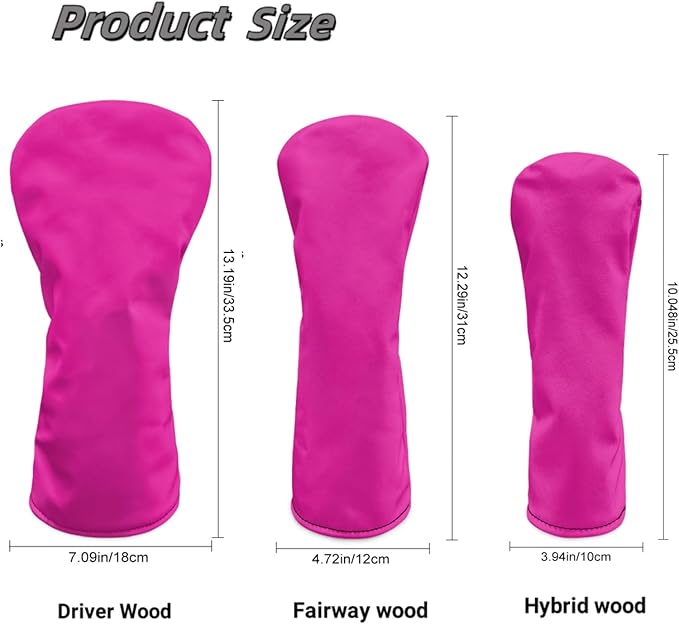 Golf Club Head Covers for Club Protective, Waterproof PU Leather Driver Fairway Wood Hybrid Head Cover