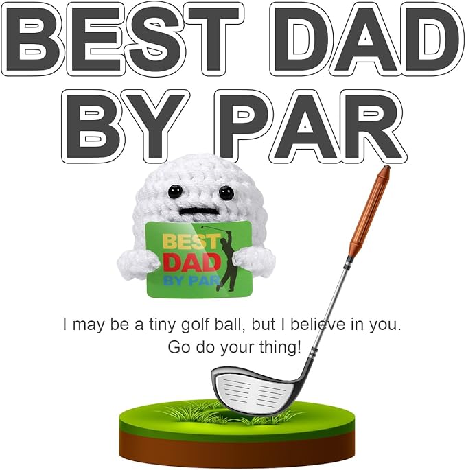 AICase Golf Gifts for Dad, Best Dad by Par, Funny Father's Day Christmas Birthday Crochet Golf Ball Presents Gag Gift Ideas Cool Stuff for Men Golfers Daddy Father Papa from Daughter Son