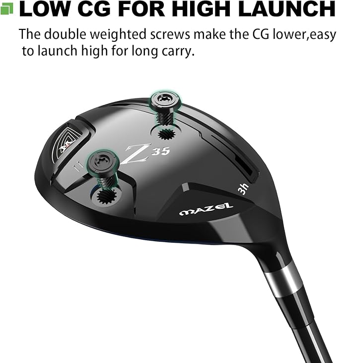 MAZEL Rescue Hybrid Golf Clubs for Men - 2,3,4,5,6,7,8,9,P Single Club for Right Handed Golfers,Regular/Stiff Flex Graphite Shafts