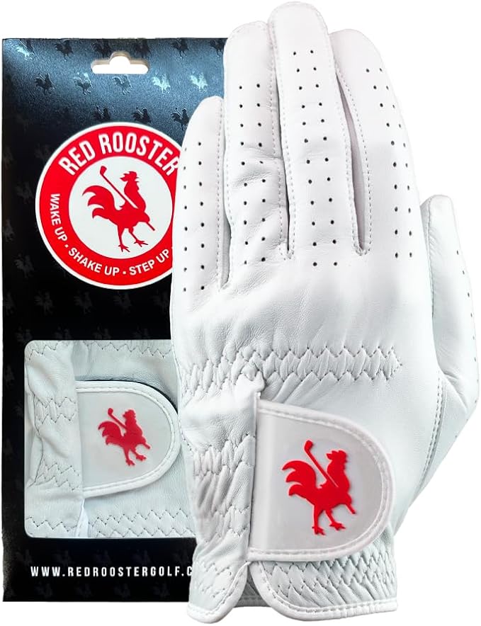 RED ROOSTER Sussex Premium Golf Glove, Cabretta Leather, White, Ultra-Thin Tournament Design