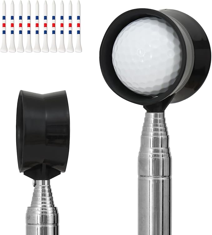 Telescopic Golf Ball Retriever (9/12ft) | Picker Upper Tool | Premium Stainless Steel & Double-Sided Head