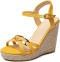 VOKLIN Women's Casual Espadrilles Wedge Sandals Open Toe Ankle Strap Metallic Chunky Platform Dressy Sandal