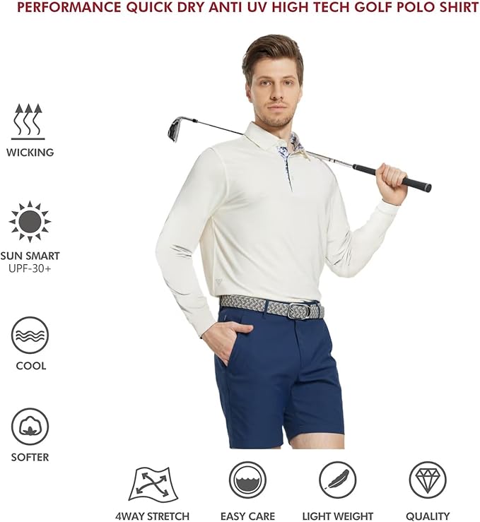 Mens Polo Shirts Short and Long Sleeve Casual Solid Stylish Dry Fit Performance Designed Collared Golf Polo Shirts for Men