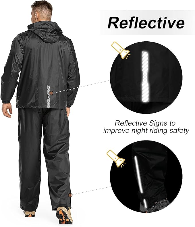33,000ft Men's Rain Suit Packable Waterproof Lightweight Rain Gear for Golf Hiking Cycling 2 Pieces(Rain Jackets and Pants)